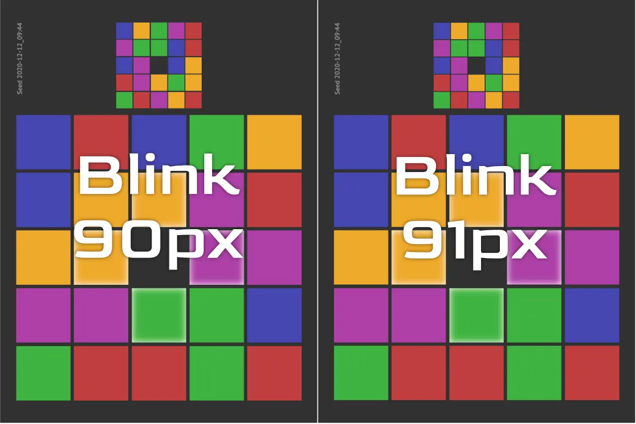 Blink bei 90 und 91px